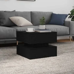 vidaXL Salontafel met LED-verlichting 50x50x40 cm zwart eikenkleurig