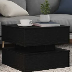 vidaXL Salontafel met LED-verlichting 50x50x40 cm zwart eikenkleurig