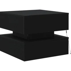 vidaXL Salontafel met LED-verlichting 50x50x40 cm zwart eikenkleurig