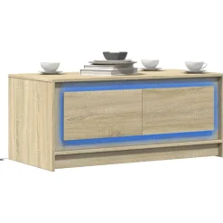 vidaXL Salontafel met LED-verlichting bewerkt hout sonoma eikenkleurig