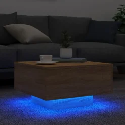 vidaXL Salontafel met LED-verlichting 55x55x31 cm sonoma eikenkleurig
