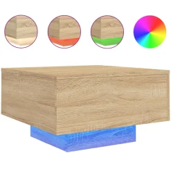 vidaXL Salontafel met LED-verlichting 55x55x31 cm sonoma eikenkleurig