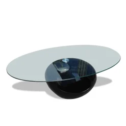 vidaXL Salontafel met ovale glazen tafelblad hoogglans zwart