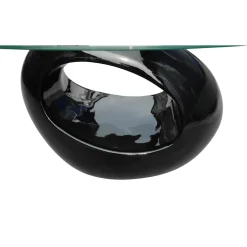 vidaXL Salontafel met ovale glazen tafelblad hoogglans zwart
