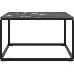 vidaXL Salontafel met zwart marmerglas 60x60x35 cm zwart