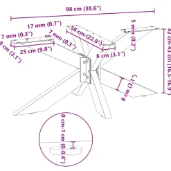 vidaXL Salontafelpoot spider vorm 98x58x(42-43) cm staal naturel