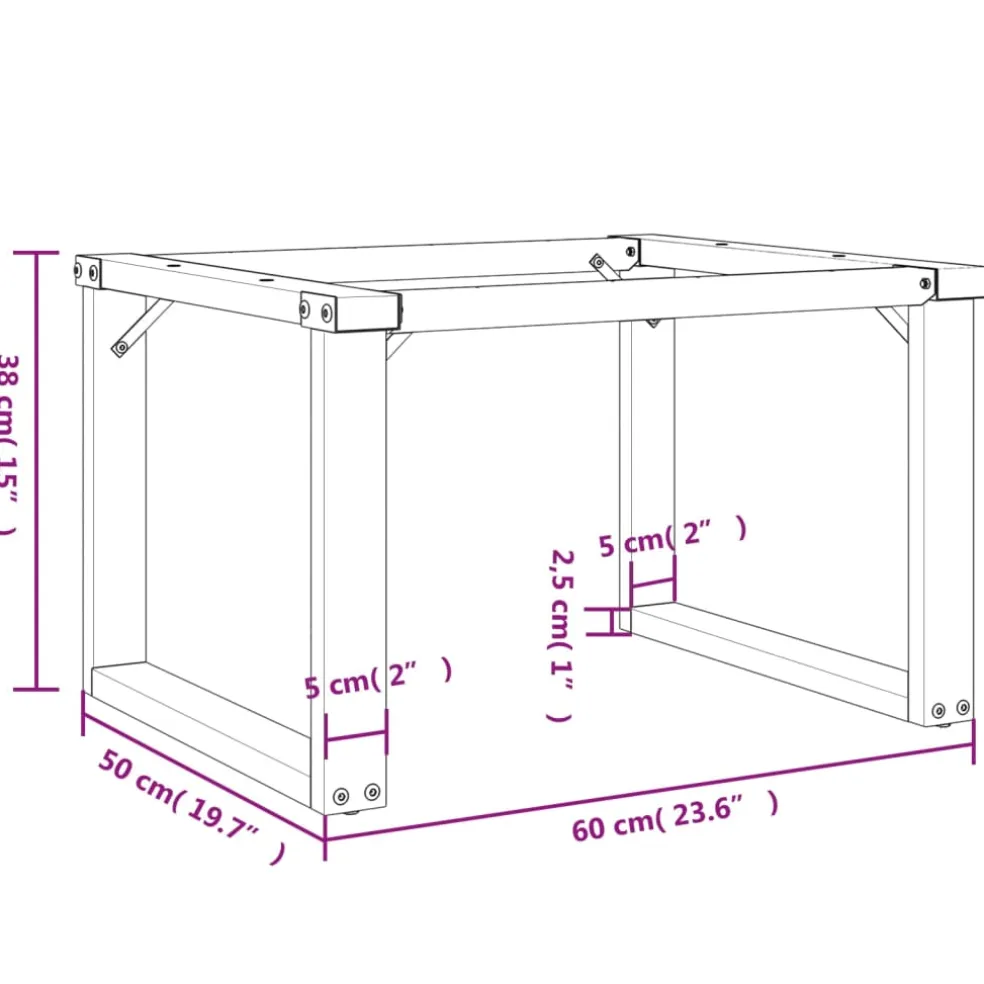 vidaXL Salontafelpoten O-frame 60x50x38 cm staal