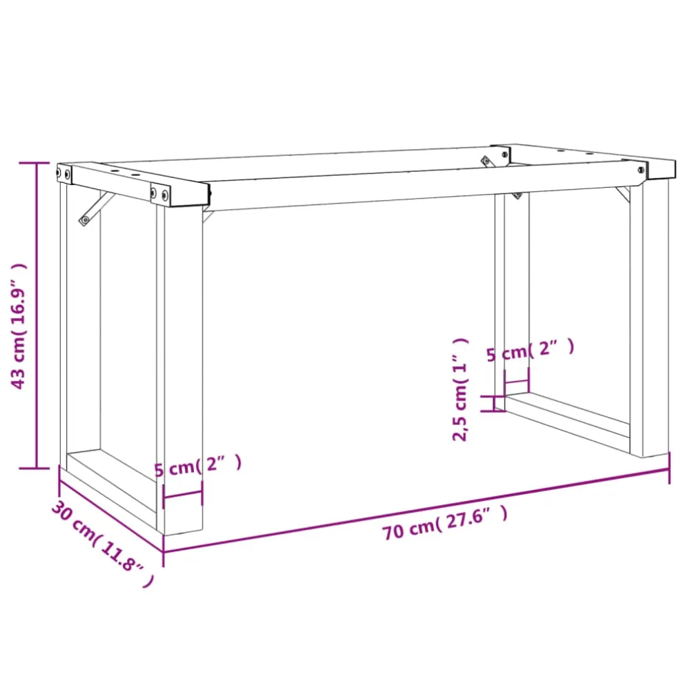 vidaXL Salontafelpoten O-frame 70x30x43 cm staal