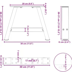 vidaXL Salontafelpoten 2 st A-vormig 30x(30-31) cm staal