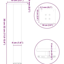 vidaXL Salontafelpoten 4 st 30-32 cm staal antraciet