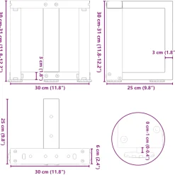 vidaXL Salontafelpoten 2 st T-vormig 30x25x(30-31) cm staal zwart