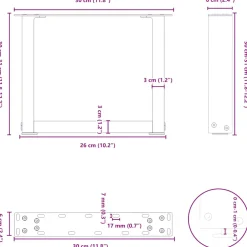 vidaXL Salontafelpoten 2 st U-vormig 30x(30-31) cm staal zwart