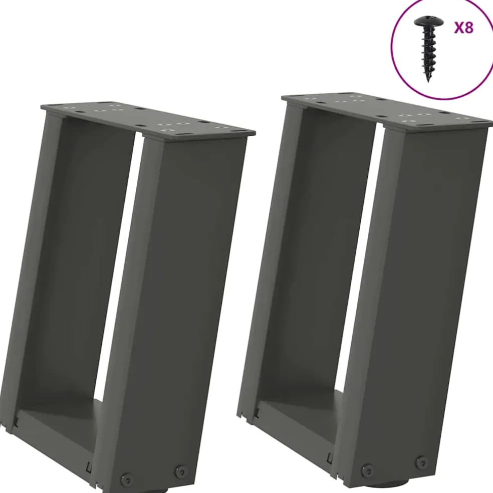 vidaXL Salontafelpoten 2 st U-vormig 30x(30-31) cm staal antraciet