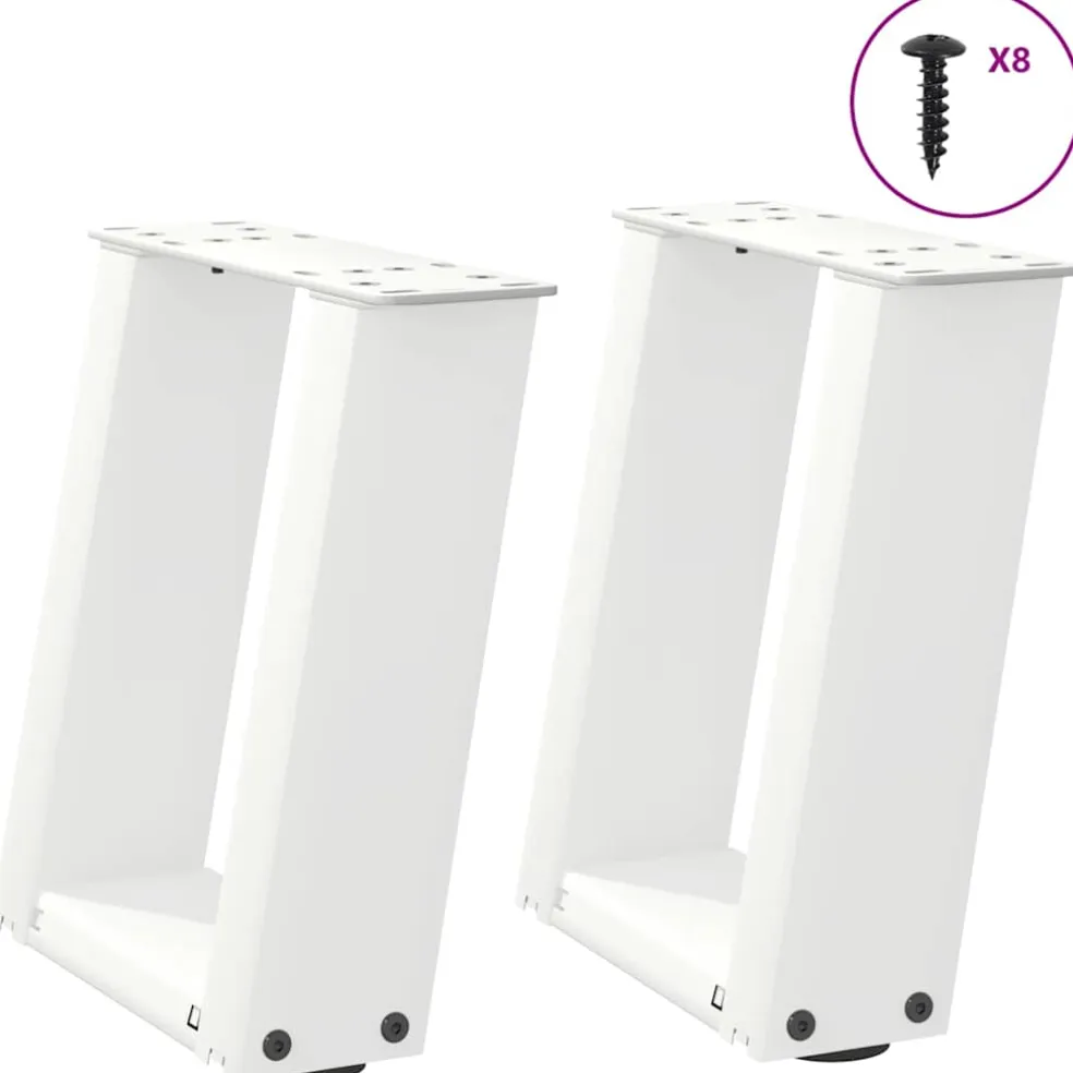vidaXL Salontafelpoten 2 st U-vormig 30x(30-31) cm staal wit