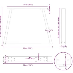 vidaXL Salontafelpoten 2 st V-vormig 30x(30-31,3) cm staal zwart