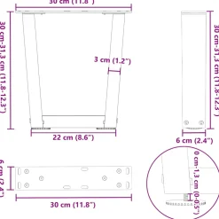 vidaXL Salontafelpoten 2 st V-vormig 30x(30-31,3) cm staal wit