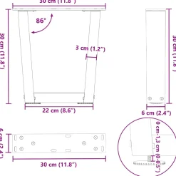 vidaXL Salontafelpoten 2 st V-vormig 30x(30-31,3) cm staal naturel