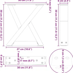 vidaXL Salontafelpoten 2 st 30x(30-31,3) cm staal naturel