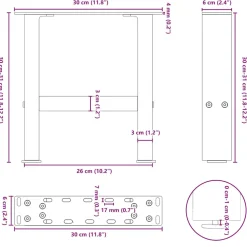vidaXL Salontafelpoten 2 st 30x(30-31) cm staal zwart