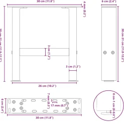 vidaXL Salontafelpoten 2 st 30x (30-31) cm staal naturel staal