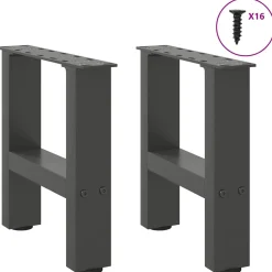 vidaXL Salontafelpoten 2 st 30x(30-31) cm staal antracietkleurig