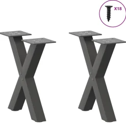 vidaXL Salontafelpoten 2 st X-vormig 30x(30-31) cm staal antraciet