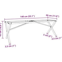 vidaXL Salontafelpoten X-frame 140x30x43 cm staal