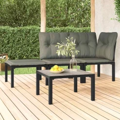 vidaXL Salontafel tuin 55x55x31 cm DPC en staal grijs