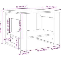 vidaXL Salontafel Wit 72 x 50 x 50 cm Bewerkt hout