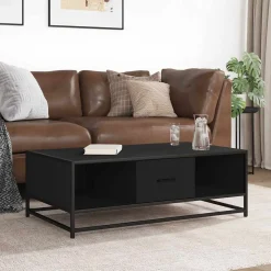 vidaXL Salontafel 100x57x35 cm bewerkt hout en metaal zwart