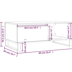 vidaXL Salontafel 90x50x36,5 cm bewerkt hout sonoma eikenkleurig