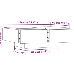vidaXL Salontafel 90x60x31 cm bewerkt hout betongrijs