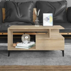 vidaXL Salontafel 102x50x45 cm bewerkt hout zwart