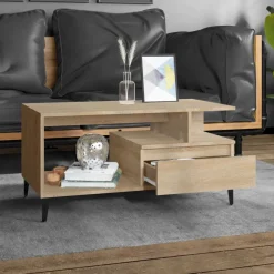 vidaXL Salontafel 102x50x45 cm bewerkt hout zwart