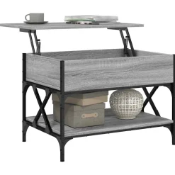 vidaXL Salontafel 70x50x50 cm bewerkt hout en metaal grijs sonoma