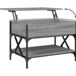 vidaXL Salontafel 70x50x50 cm bewerkt hout en metaal grijs sonoma