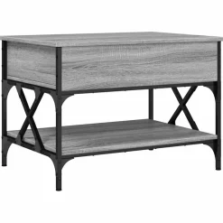 vidaXL Salontafel 70x50x50 cm bewerkt hout en metaal grijs sonoma