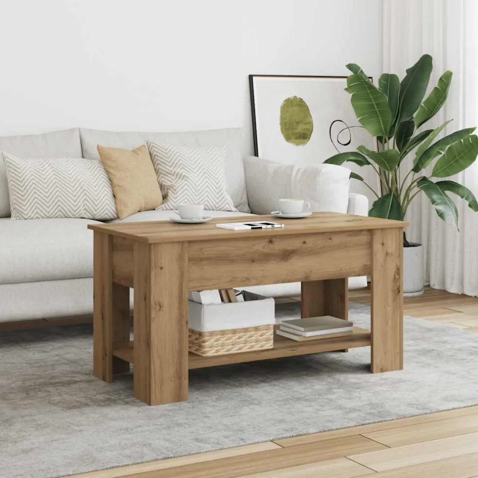 vidaXL Salontafel 101x49x52 cm bewerkt hout artisanaal eikenkleur