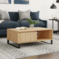 vidaXL Salontafel 90x60x35 cm bewerkt hout sonoma eikenkleurig