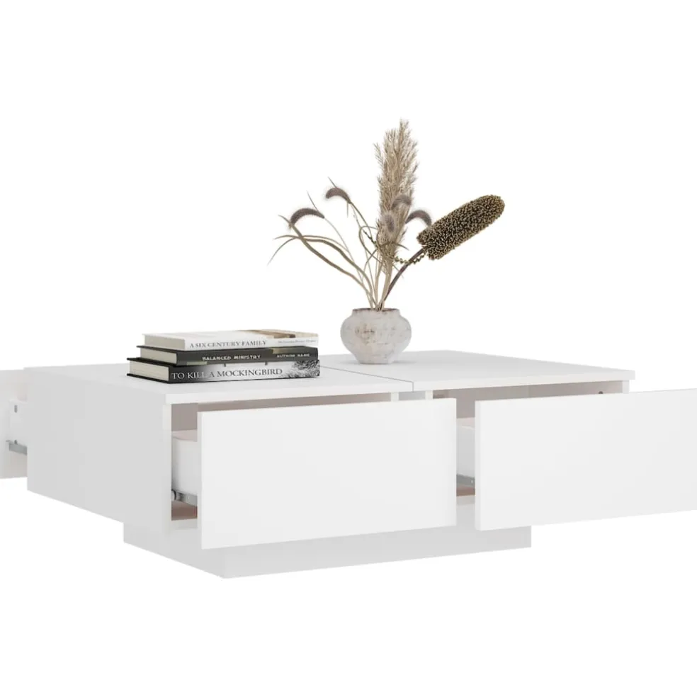 vidaXL Salontafel 90x60x31 cm bewerkt hout wit