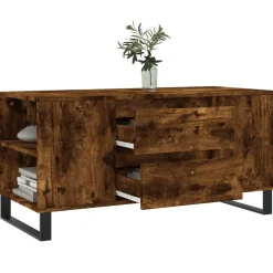 vidaXL Salontafel 102x44,5x50 cm bewerkt hout gerookt eikenkleurig