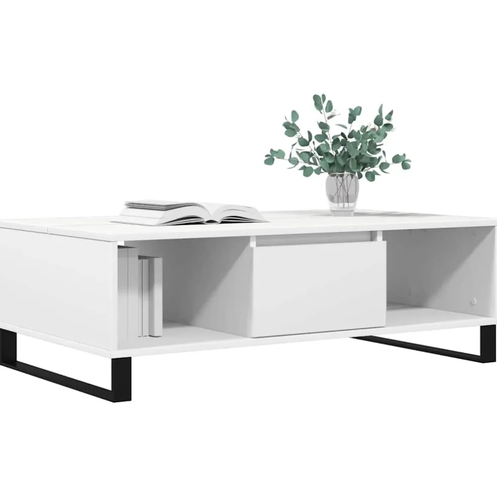 vidaXL Salontafel 104x60x35 cm bewerkt hout wit