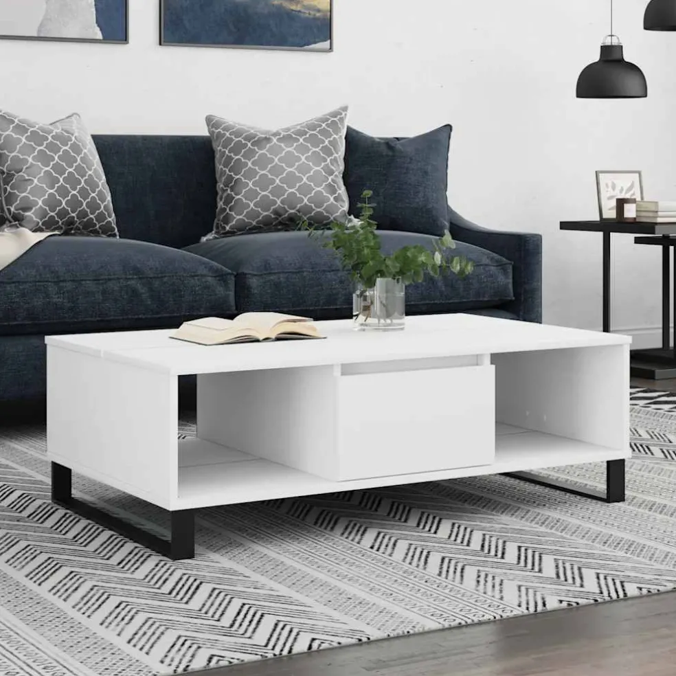 vidaXL Salontafel 104x60x35 cm bewerkt hout wit