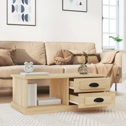 vidaXL Salontafel 90x50x35 cm bewerkt hout sonoma eikenkleurig
