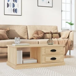 vidaXL Salontafel 90x50x35 cm bewerkt hout sonoma eikenkleurig