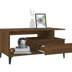 vidaXL Salontafel 90x49x45 cm bewerkt hout bruineiken