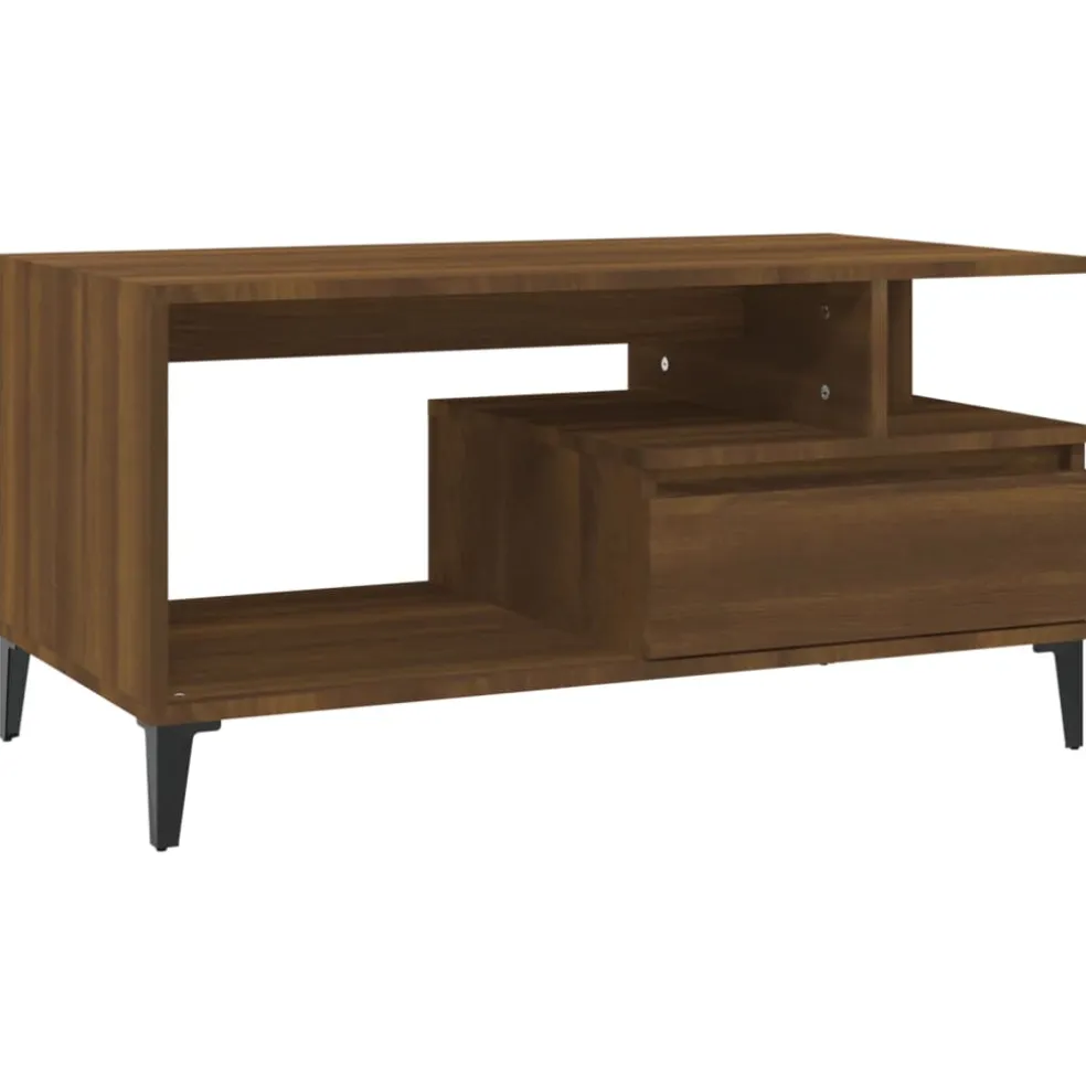 vidaXL Salontafel 90x49x45 cm bewerkt hout bruineiken