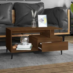 vidaXL Salontafel 90x49x45 cm bewerkt hout bruineiken