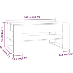 vidaXL Salontafel 102x55x45 cm bewerkt hout sonoma eikenkleurig