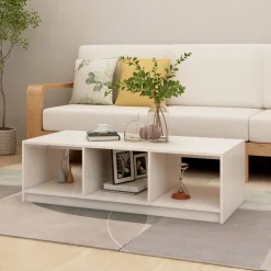 vidaXL Salontafel 110x50x34 cm massief grenenhout wit